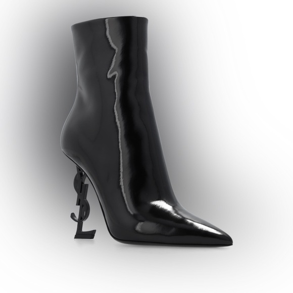 Black YSL Opyum heeled Ankle Boots in patent leather brand new - Picture 2 of 16